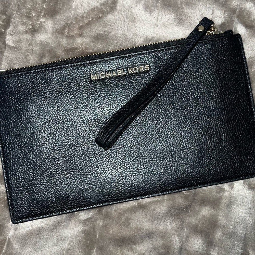 Michael Kors Black Leather Wristlet